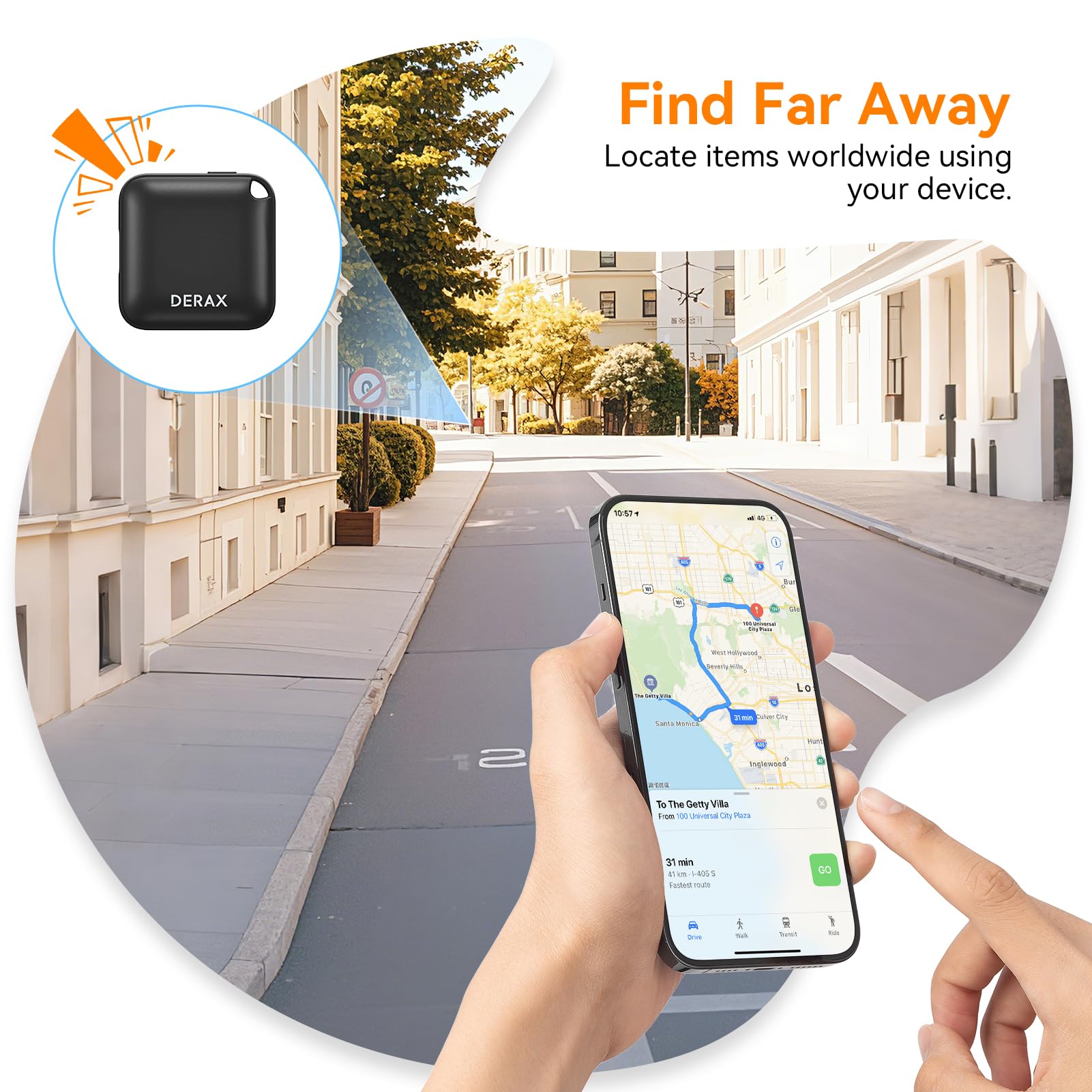 Dual Compatible USB-C Rechargeable Bluetooth Tracker Tag, Apple Find My and Google Find My Device Smart Locator (Black & White)