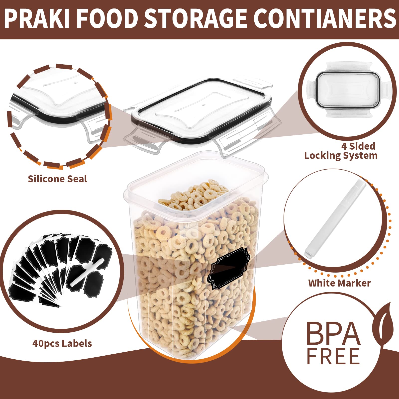 Airtight Food Storage Containers Set – 24-Piece Stackable Pantry Organizers with Labels (Black)