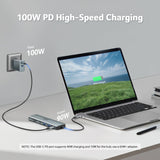 7-in-1 USB-C Hub Adapter with 4K HDMI & 100W Power Delivery – Aluminum Multiport Laptop Dock Space Grey