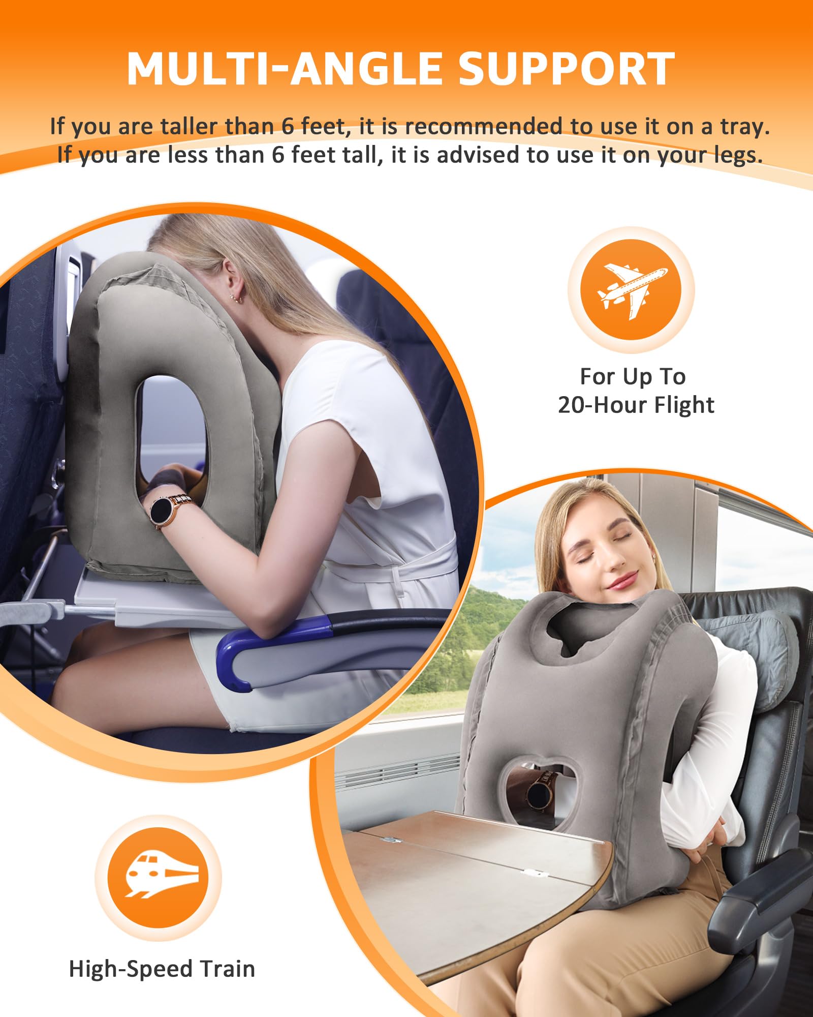 Inflatable Travel Neck Pillow with Eye Mask & Earplugs – Compact Airplane Pillow for Comfortable Flights & Travel Sleep
