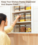 Airtight POP-Top Food Storage Containers – 1.2 Qt Stackable Pantry Set (3-Pack, Gray)