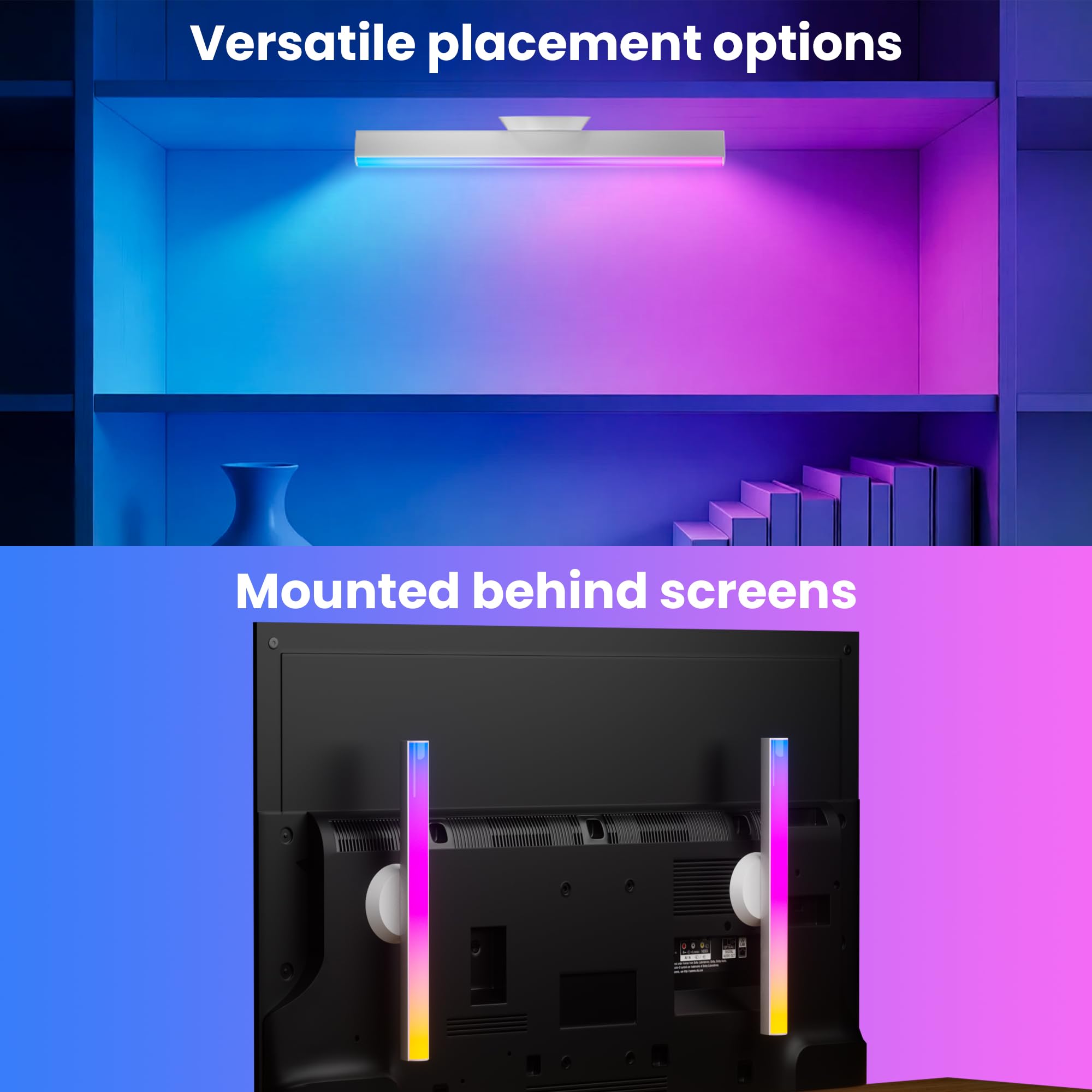 Smart RGB Light Bars with Voice Control – WiFi Ambient TV & Gaming Lights with Music Sync