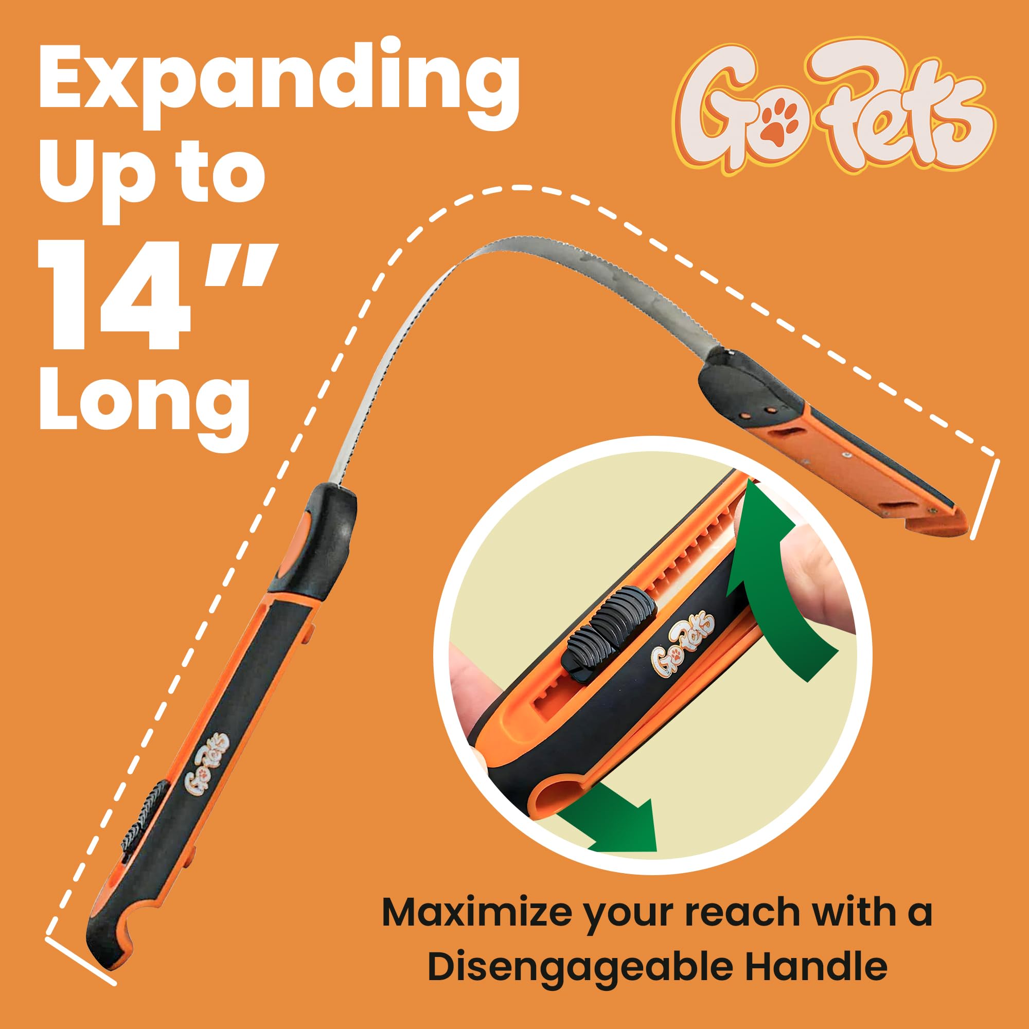 GoPets Professional Deshedding Blade Rake with Adjustable Stainless Steel Comb, Undercoat Grooming Tool for Dogs and Cats