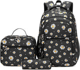 Daisy Print School Backpack Set with Insulated Lunch Bag
