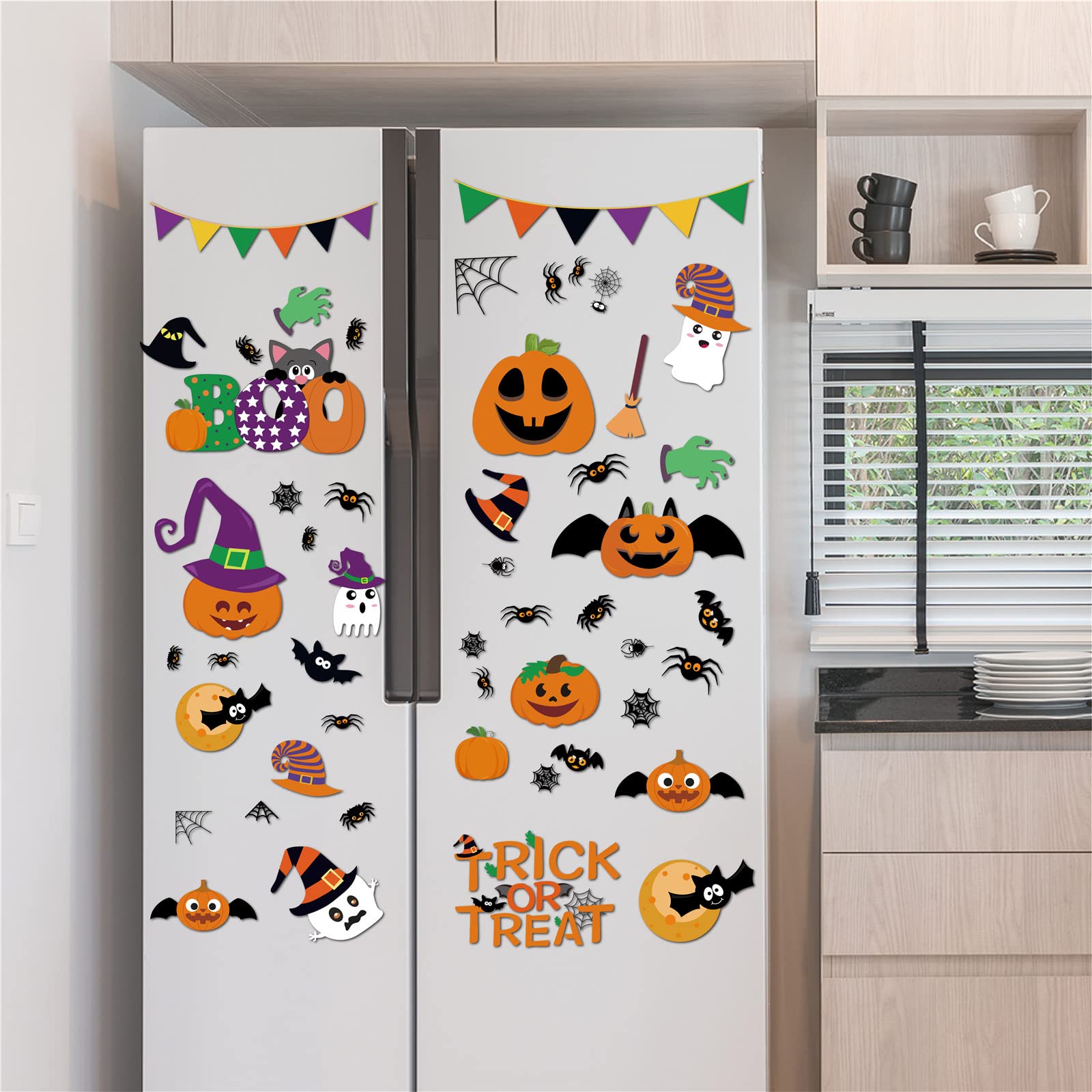 Purple Halloween Window Clings – 232PCS Gel Stickers with Ghosts, Pumpkins & Skulls
