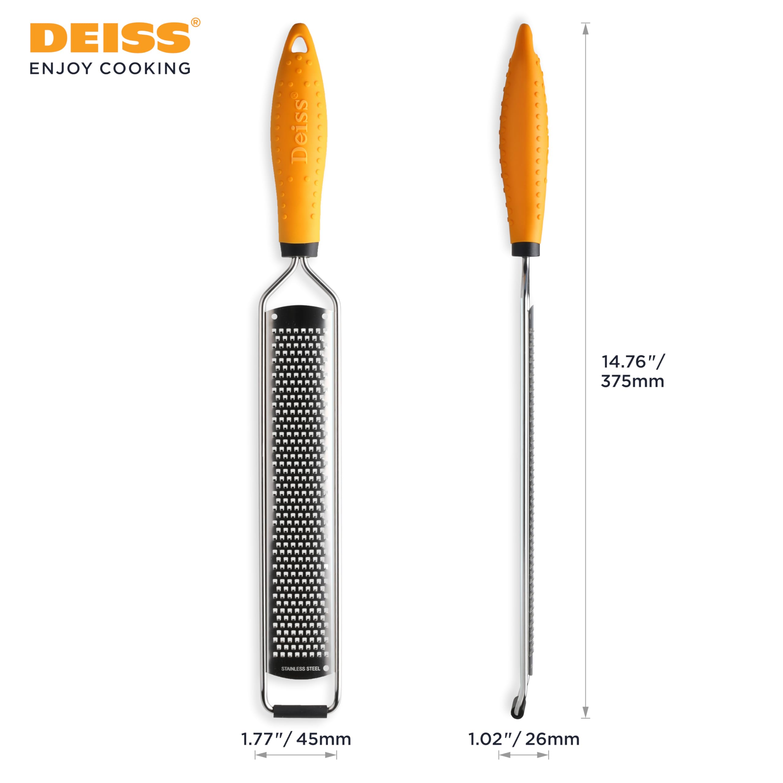 Heavy-Duty Stainless Steel Zester & Cheese Grater – Multi-Use Kitchen Handheld Shredder
