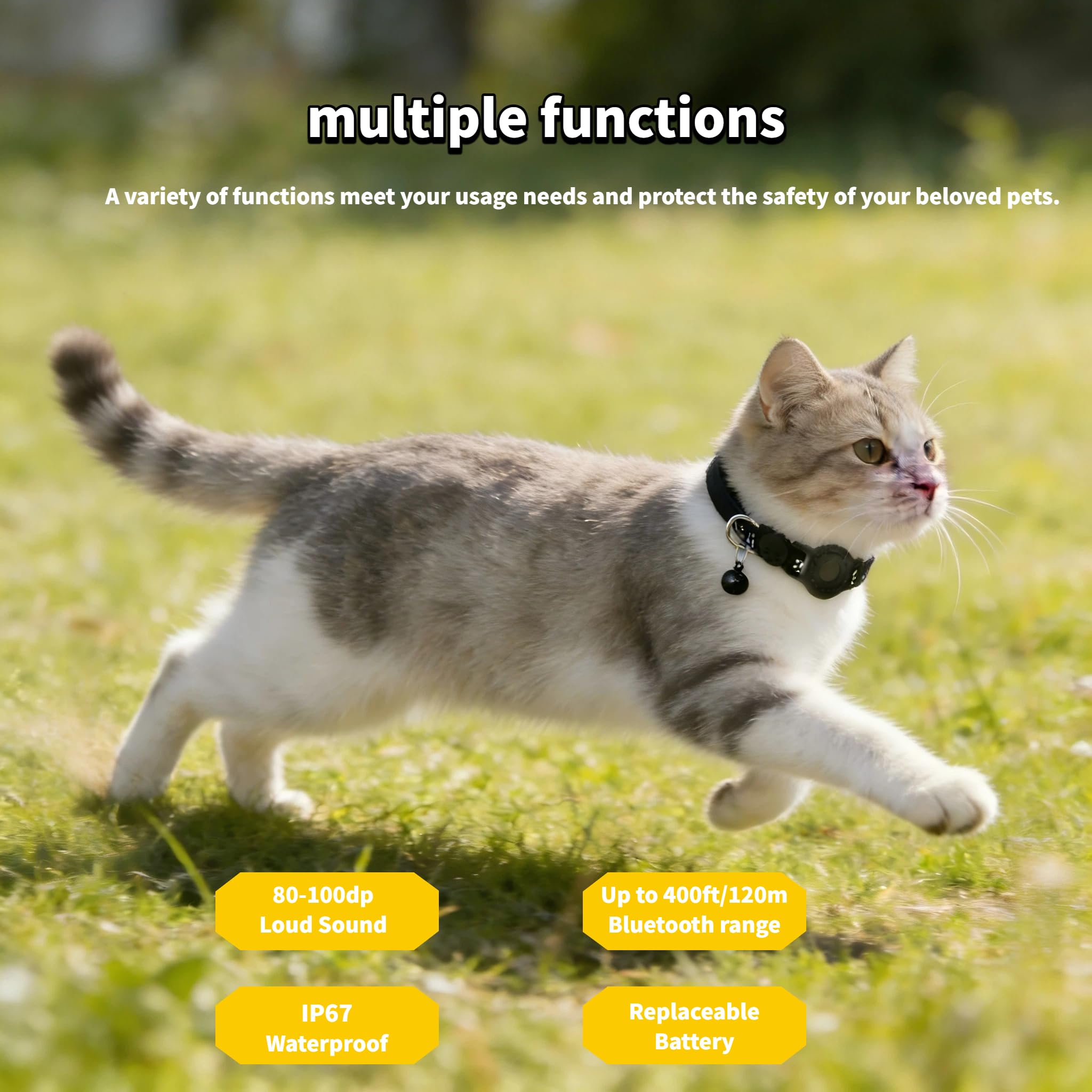 Android Cat GPS Tracker Collar, Waterproof Smart Pet Locator, No Subscription, Lightweight Find My Device Compatible Tracker
