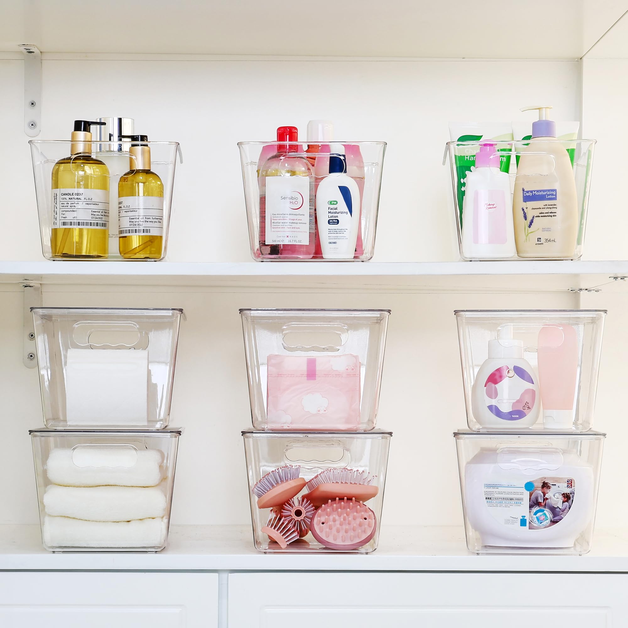 Clear Stackable Storage Bins with Built-In Handles – Heavy-Duty BPA-Free Organizer for Pantry, Kitchen & Home