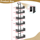 Hongtamoya Over-the-Door Metal Storage Organizer – 6 Adjustable Mesh Baskets & Hooks for Closet, Pantry & Bathroom (Black)