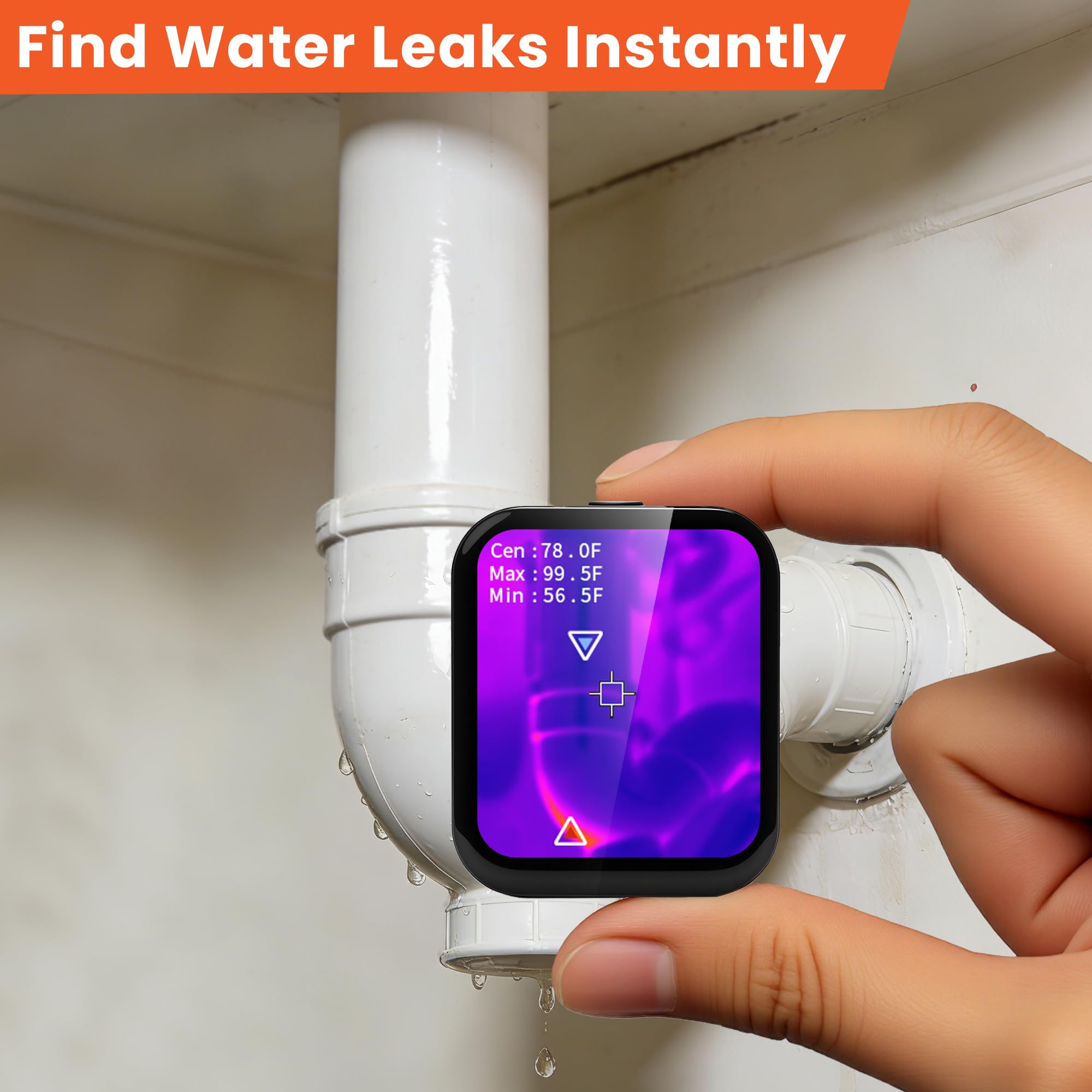 Mini Pocket Thermal Camera with Touchscreen – 80x60 IR Sensor, Real-Time Heat Detection (Black)