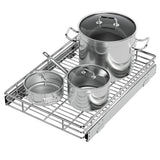 Heavy-Duty Pull-Out Cabinet Organizer – Chrome Slide-Out Drawer Basket for Kitchen Storage (14.8” W x 21” D)