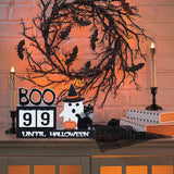 Halloween Countdown Wooden Block Decor – 99 Days to Halloween with Ghost, Cat & Pumpkin Ornaments