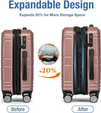 Rose Gold 20-Inch Expandable Hardshell Carry-On with TSA Lock