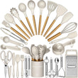 34-Piece Silicone Kitchen Utensils Set with Wooden Handles & Holder – BPA-Free Cooking Tools