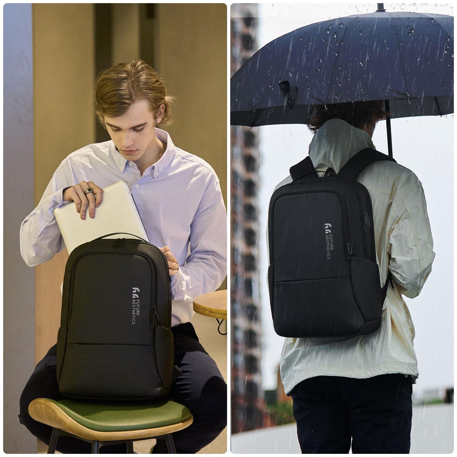 HK Slim Business Laptop Backpack with USB Charging Port & Anti-Theft Pocket – 15.6 Inch, Black