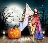 Women’s Butterfly Wings Costume Shawl – Red & Blue Fairy Cape with Antenna Headband for Halloween & Cosplay