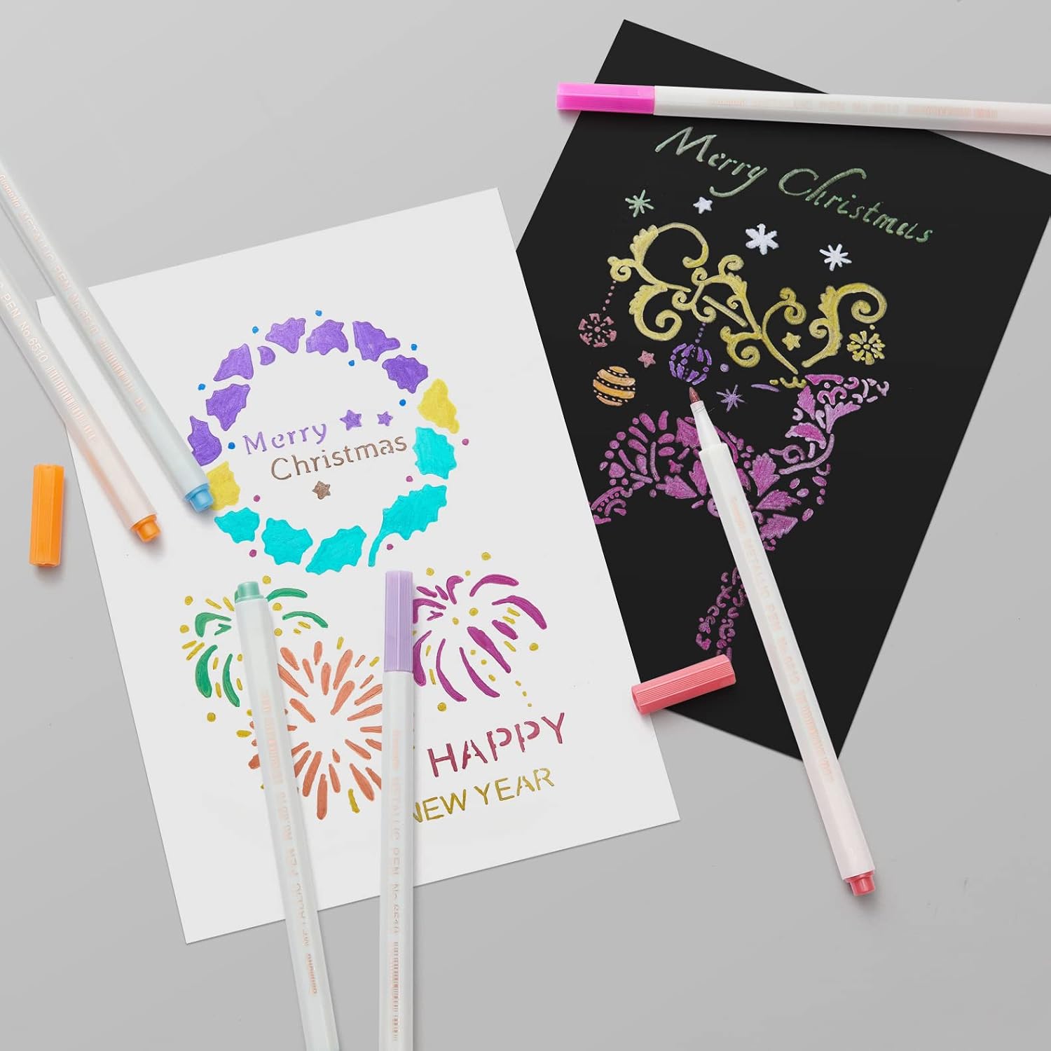 12-Color Fine Point Metallic Marker Set for Dark Paper and DIY Crafts