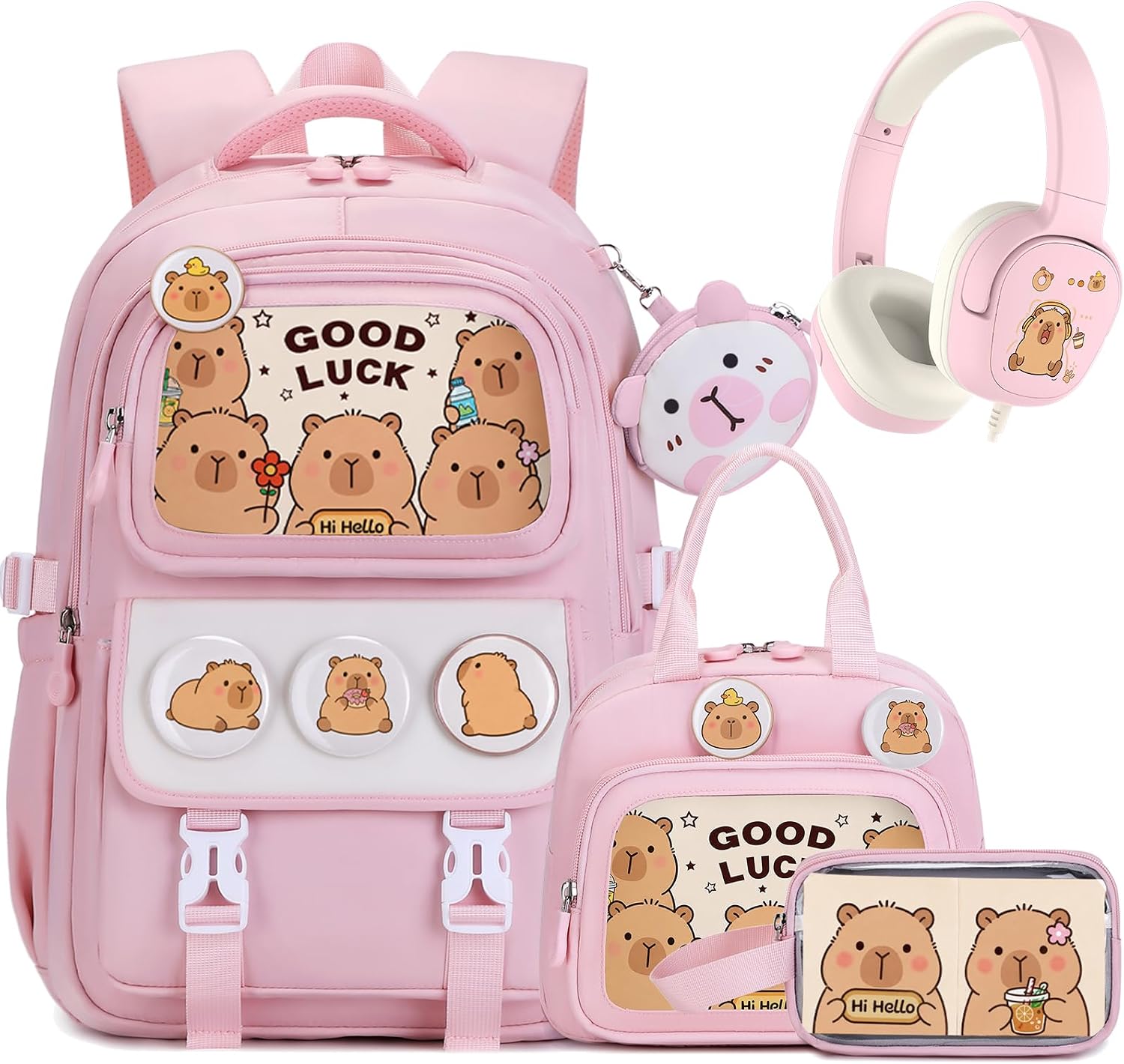 Brown Capybara 30-Piece Backpack and School Set