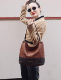 Montana West Hobo Bag for Women – Large Vegan Leather Shoulder Satchel with Contrast Design (Brown)