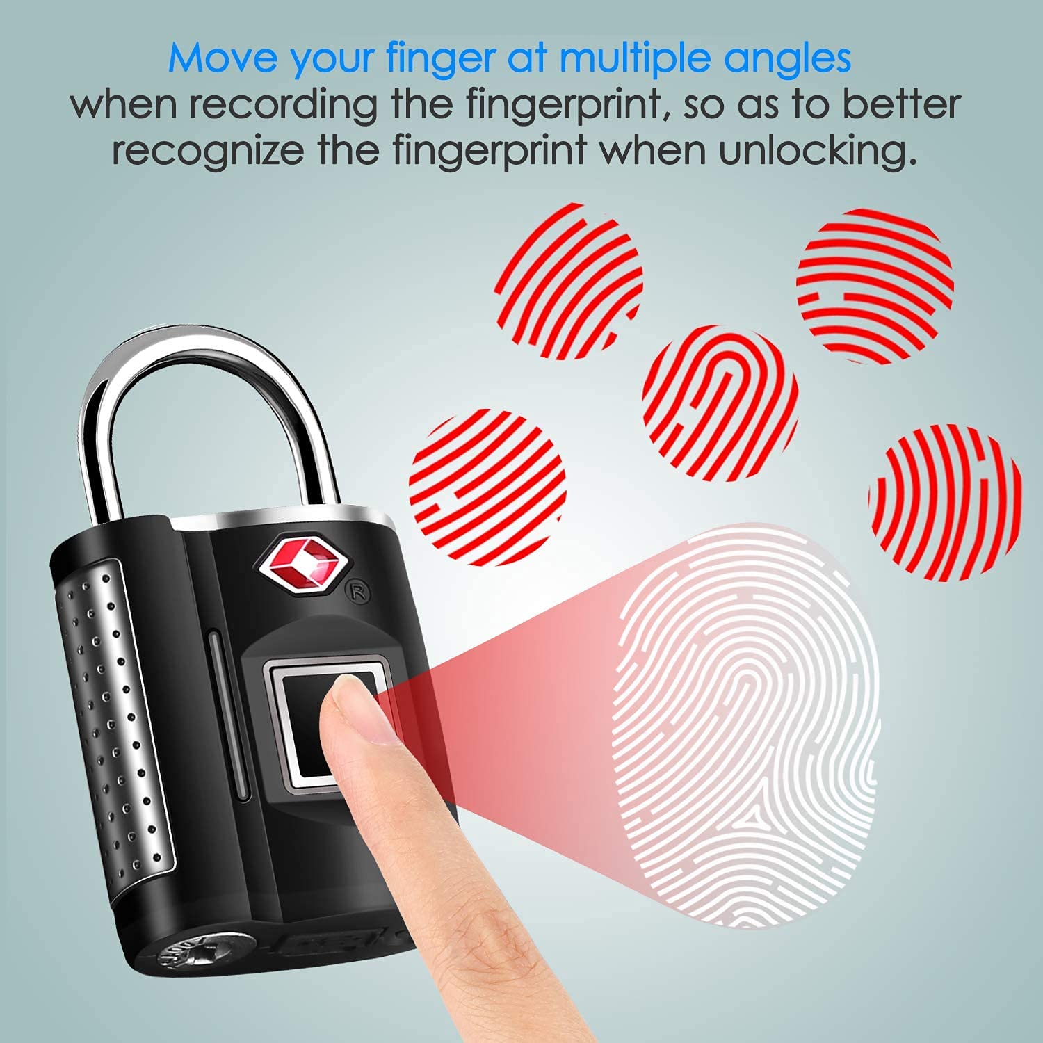 TSA Approved Fingerprint Luggage Lock with USB Rechargeable Battery, Keyless Biometric Cable Lock for Travel & Bags