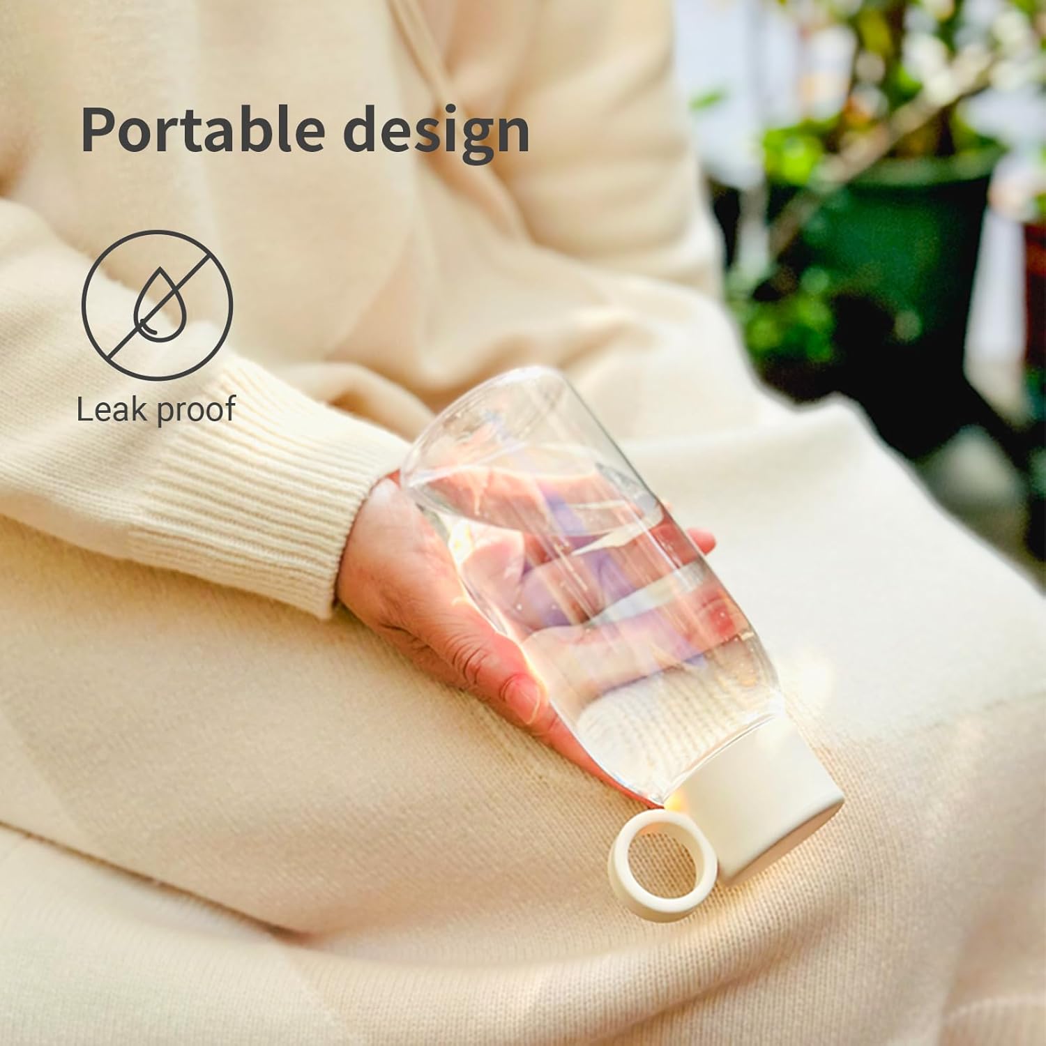 22 oz Clear Tritan Water Bottle with Leakproof Lid and Carry Ring
