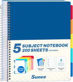 All-in-One Study Notebook with 5 Pocket Dividers, 400 College Ruled Pages and Binder-Ready Sheets