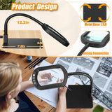 Veemagni 10X Rectangular Magnifying Lamp with LED Light & Flexible Gooseneck Stand, 5 Color Modes Stepless Dimmable Desk Magnifier for Crafts Reading Repair – Black