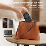 Foldable 3-in-1 Magnetic Wireless Charging Station for iPhone, Apple Watch & AirPods – Portable Fast Charging Stand with 18W Adapter