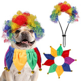 Pet Clown Costume Set – Colorful Wig & Bell Collar for Dogs and Cats (Adjustable Fit)