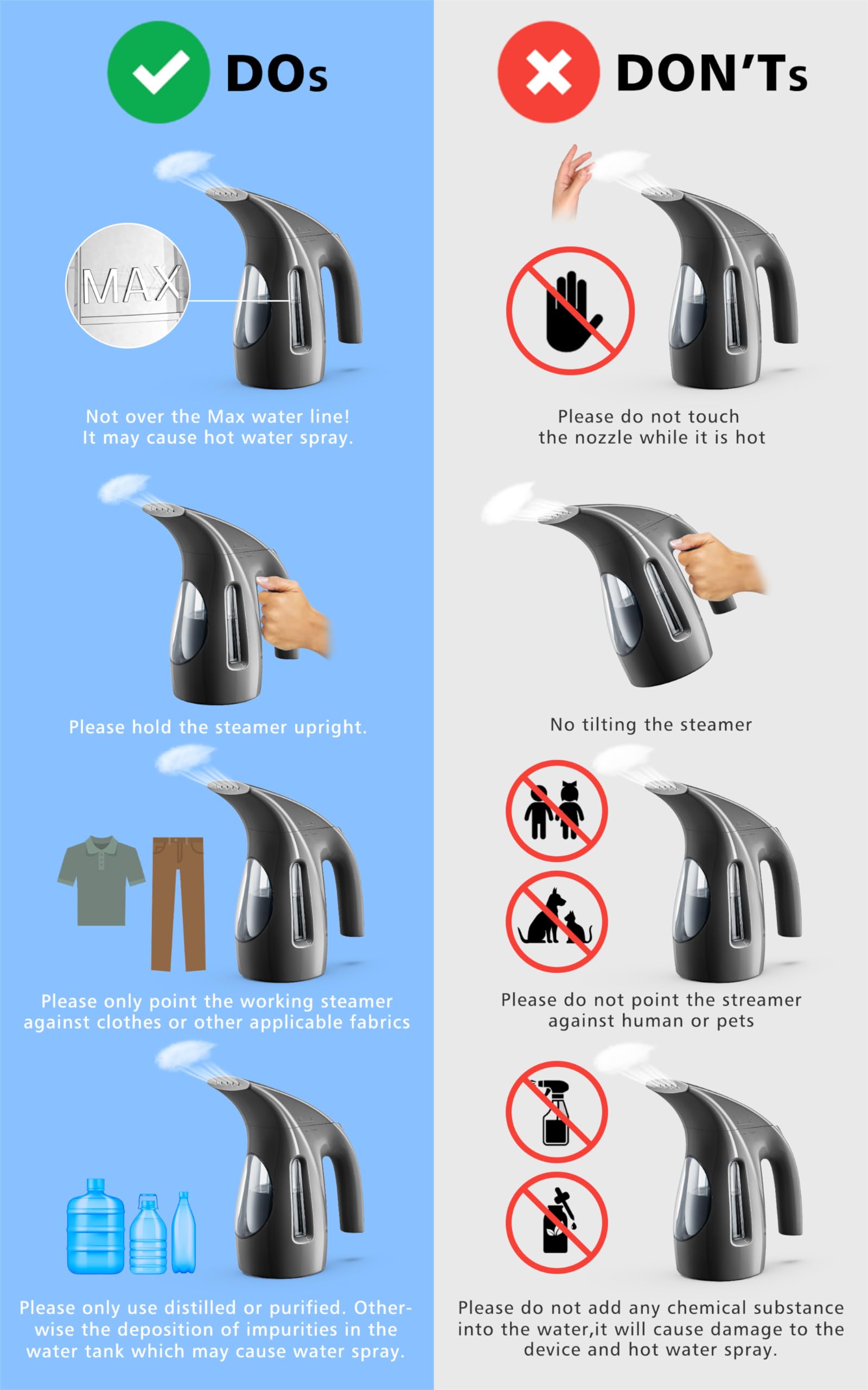 Hilife Portable Handheld Garment Steamer 700W with Large Tank and Travel-Friendly Wrinkle Remover
