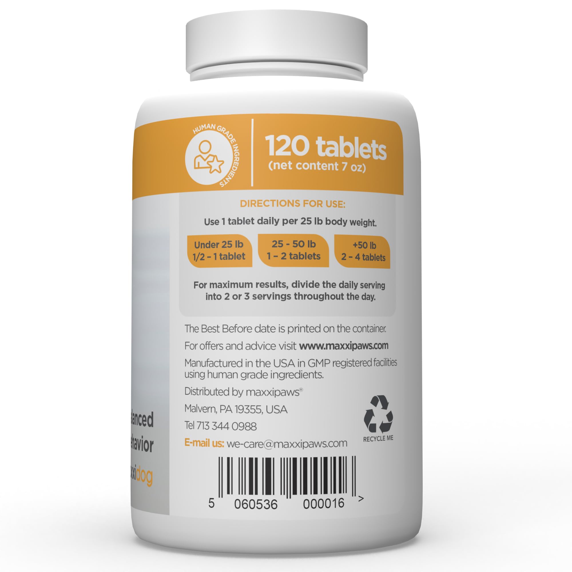 MaxxiCalm Natural Calming Tablets for Dogs – Anxiety & Stress Support with L-Theanine, Taurine & Chamomile