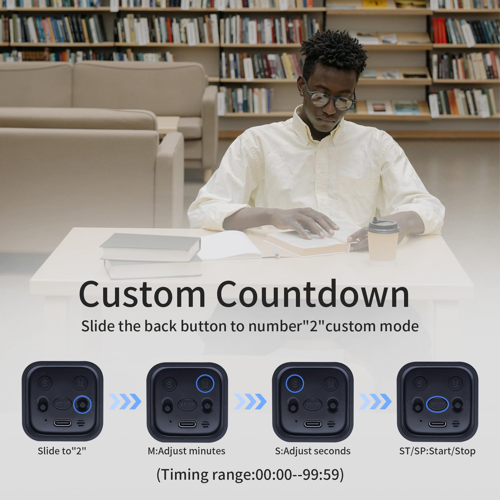 Productivity Timer Cube with Flip Control, Custom Countdown & Count-Up, Silent Vibration Focus Timer for Work, Study & Kitchen – Black