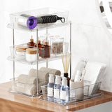 FabSpace 2-Pack 2-Tier Clear Pull-Out Organizers – Modular Drawer Storage with Dividers for Home & Vanity