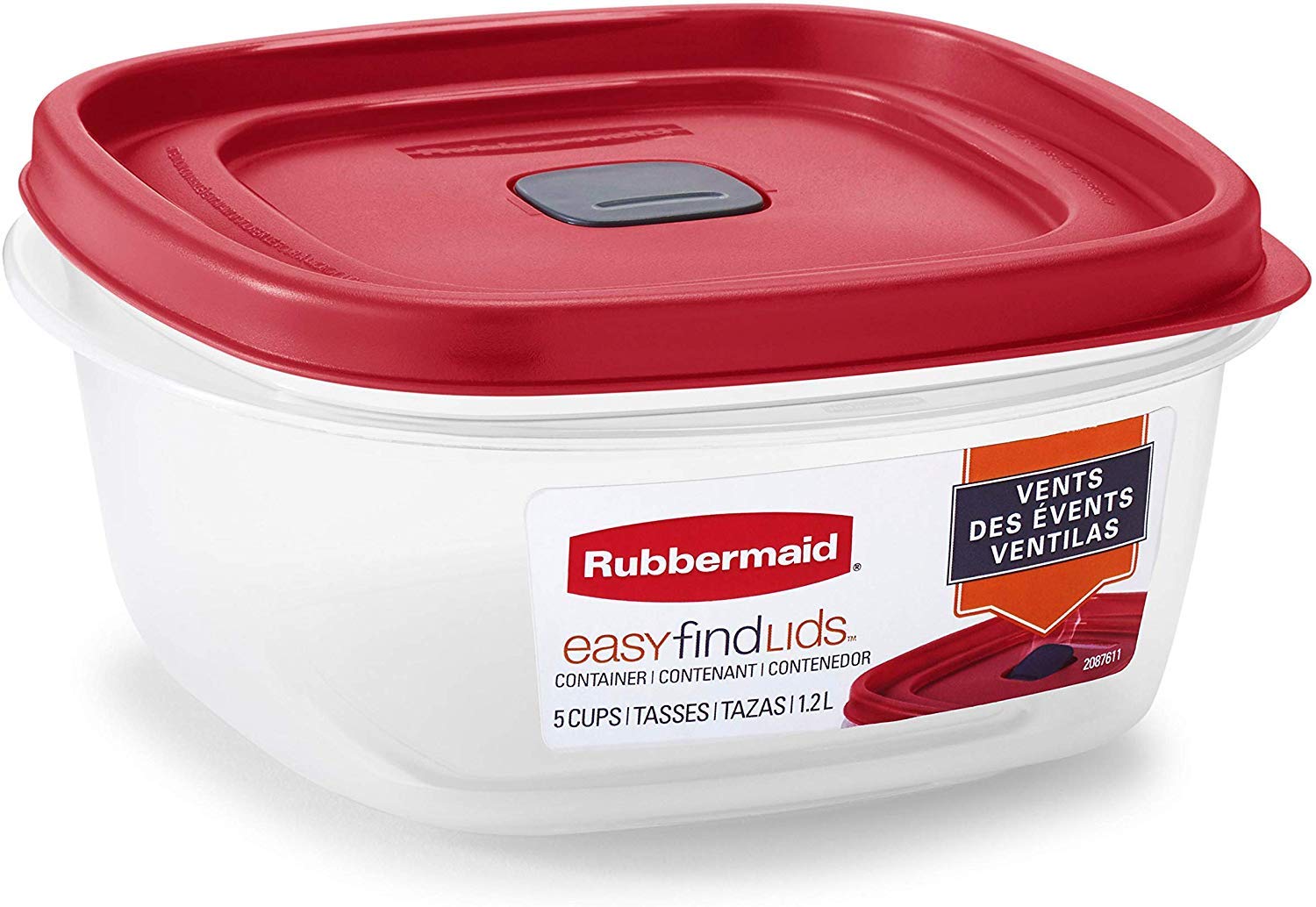5-Cup Food Storage Containers – 3-Pack BPA-Free Meal Prep Containers with Easy Find Lids (Red)