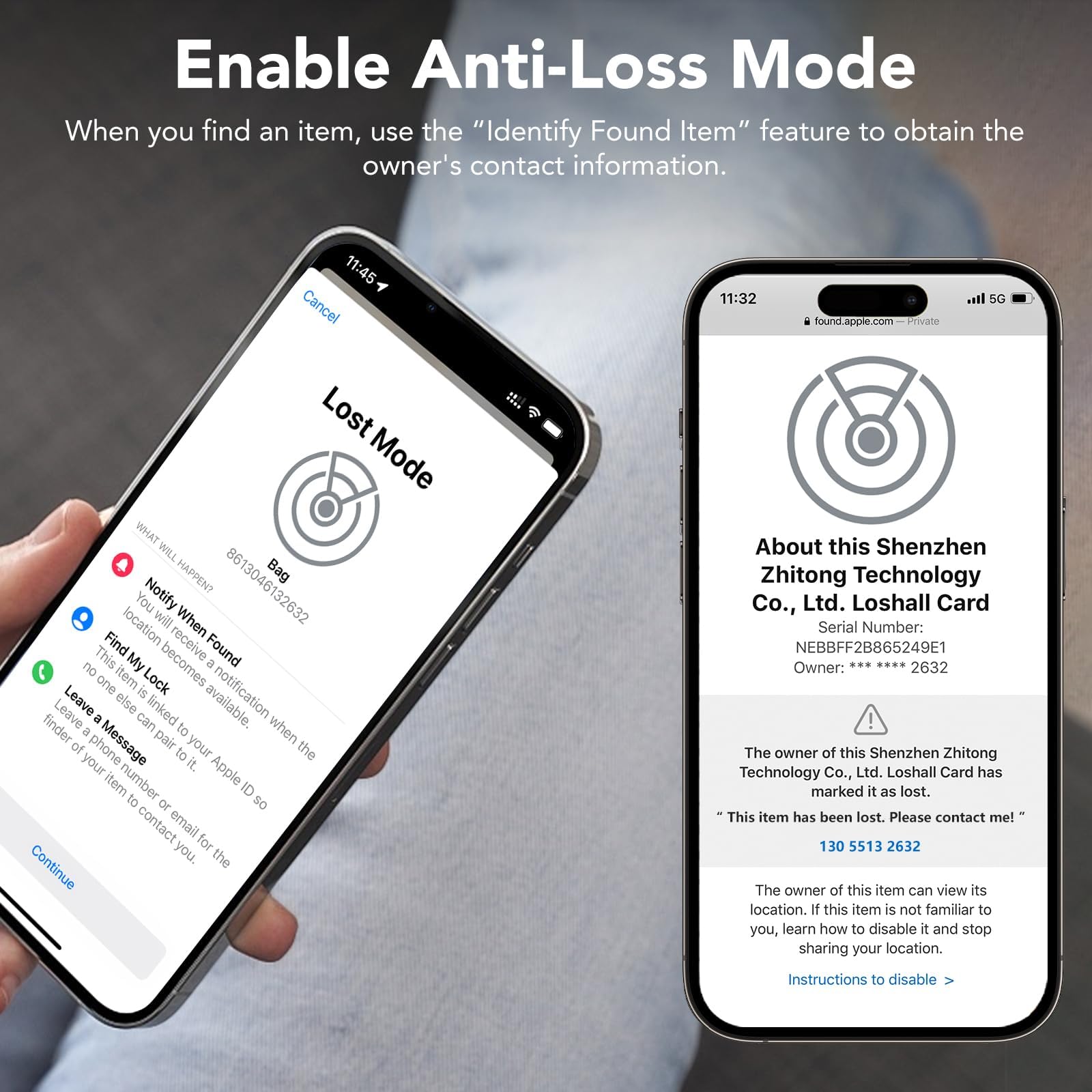 Ultra Slim Wallet Tracker Card Compatible with Apple Find My Rechargeable Bluetooth Tracking Card IP68 Waterproof Black