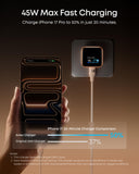 Anker Nano 45W USB-C Fast Charger with Smart Display – Compact Foldable Wall Charger for iPhone 17/16/15, iPad Pro & USB-C Devices