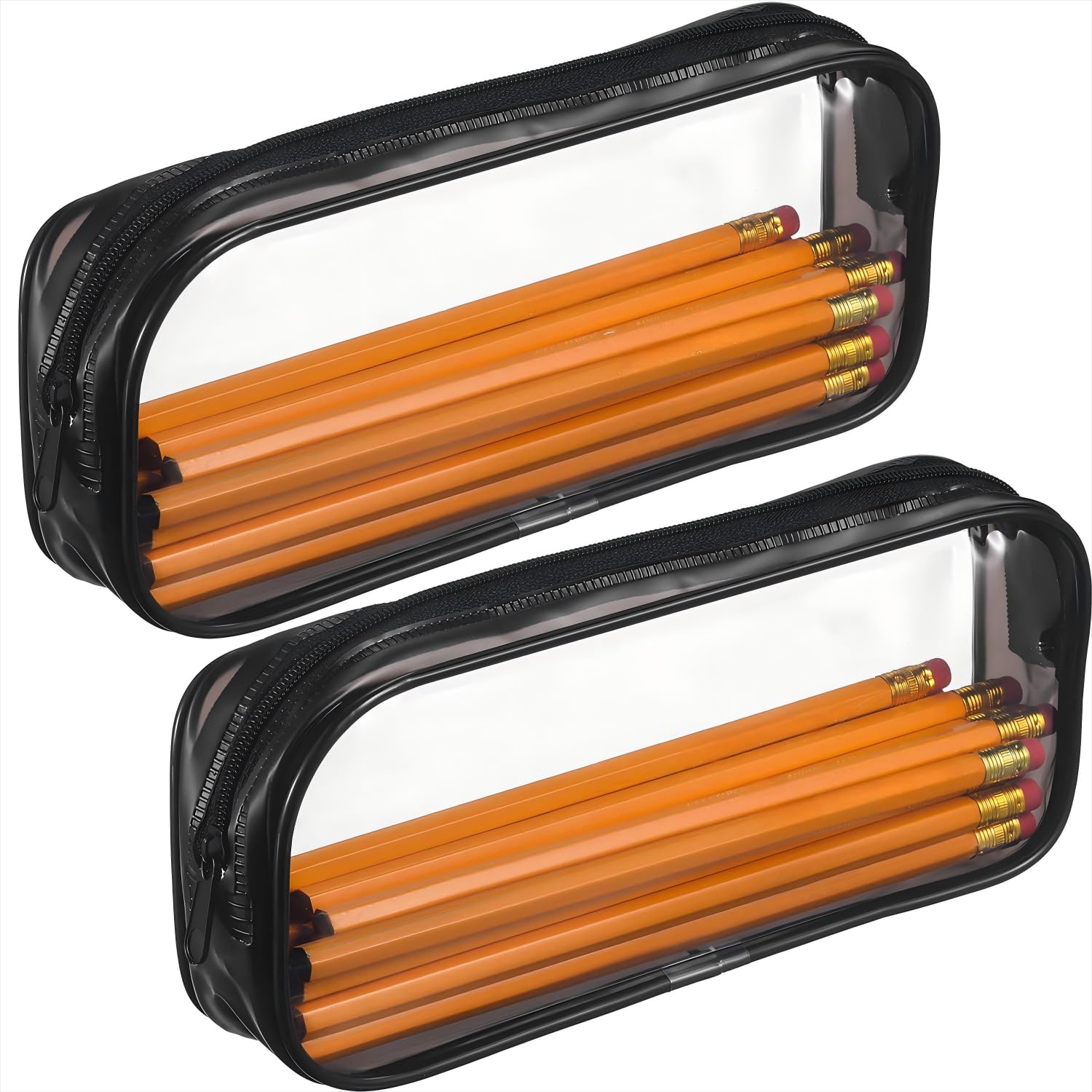 4-Pack Clear Black PVC Zipper Organizer Pouches