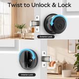 Smart Fingerprint Door Lock with Bluetooth App & Key Access, Rechargeable Digital Door Knob Lock with Voice Control Support