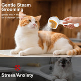 3-in-1 Cat Steam Grooming Brush with Mist Spray & Massage Function – Self-Cleaning Pet Hair Remover for Cats & Dogs (White)