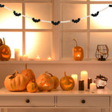 Black Felt Bat & Wood Bead Garland 🎃 – 5ft Rustic Halloween Mantel Banner for Spooky Home Décor