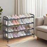 KANAV 4-Tier Expandable Shoe Rack – Adjustable Stainless Steel Shoe Organizer for Entryway & Closet (Black)