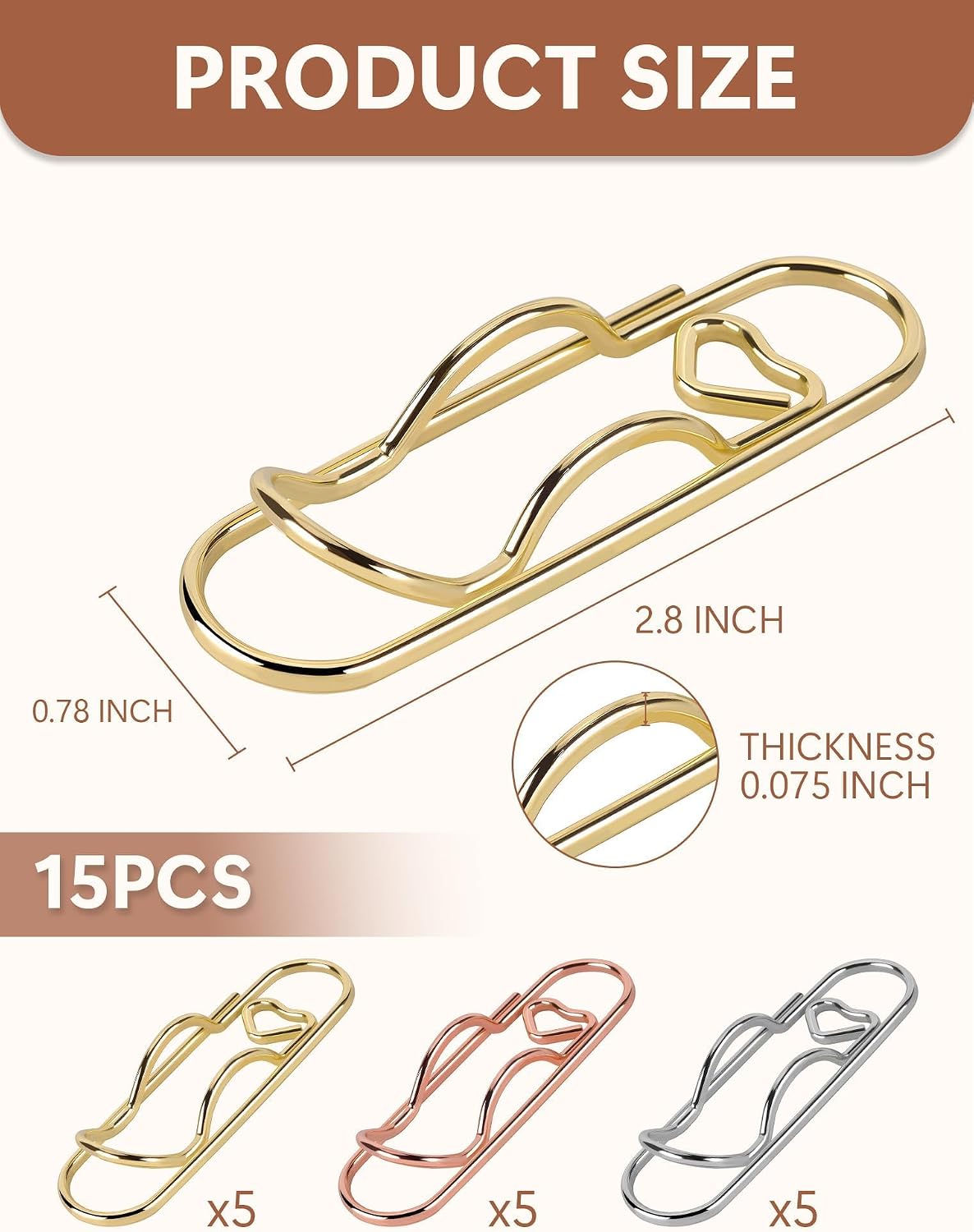 15-Pack Metal Notebook Pen Holder Clips