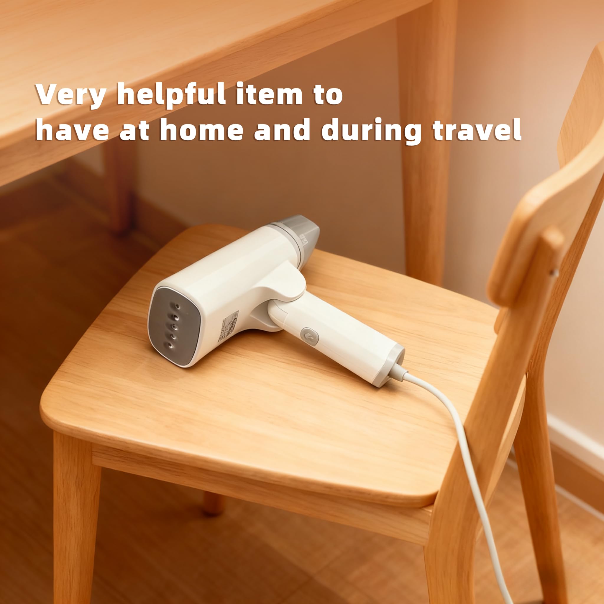 1300W White Portable Garment Steamer Iron 2-in-1 Fast Heat Travel Wrinkle Remover with Foldable Design