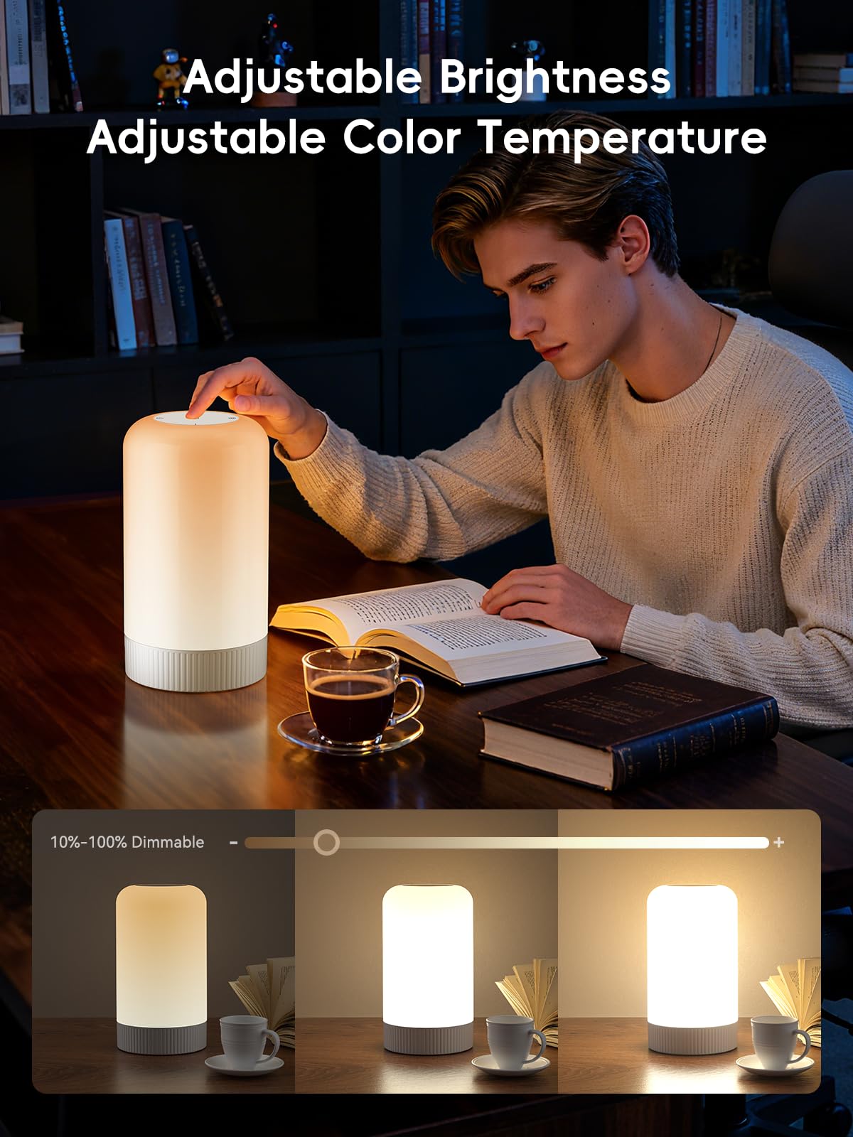 RGBICWW Smart Touch Table Lamp – 16M Colors, 500LM Dimmable Light with Music Sync & App Control
