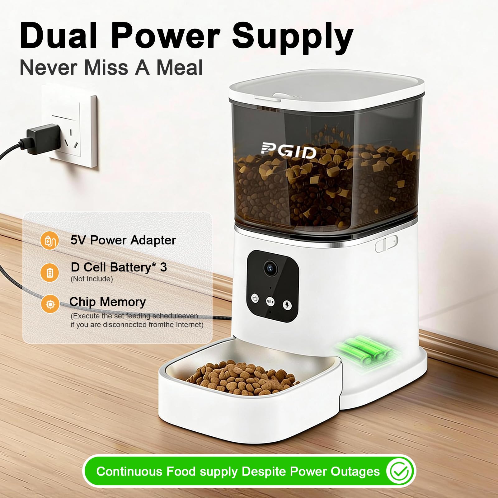 Smart Automatic Cat Feeder with 5L Food Storage, HD Camera, App Control, Motion Detection, and Two-Way Audio for Remote Feeding