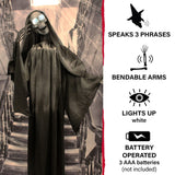 Haunted Hill Farm 63-in. Talking Reaper Halloween Animatronic, Indoor or Outdoor Halloween Decoration with Flashing White Eyes, Poseable and Battery Operated Fright Props for Home or Haunted House
