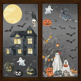 Horaldaily 30 PCS Halloween Window Cling Sticker, Jack-O-Lantern Pumpkin Castle Tree Ghost Bats Cat Witch Cobweb Home Party Supplies Shop Window Glass Display Decoration