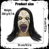 Crying Woman’s Cursed Latex Mask – Scary Full-Head Ghost Mask with Realistic Hair for Halloween 👻💀🕯️