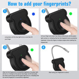 Larimuer Fingerprint Smart Padlock with Flexible Steel Cable, USB Rechargeable Biometric Lock for Gym, Travel & Personal Storage