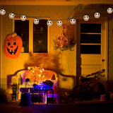 Halloween White Ghost Lantern String Lights – 8.5Ft, 10 Warm Incandescent Bulbs, Indoor/Outdoor Decoration